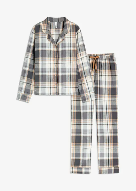 Gewebter Flanell Pyjama mit Glitzergarn und Geschenktasche, bonprix