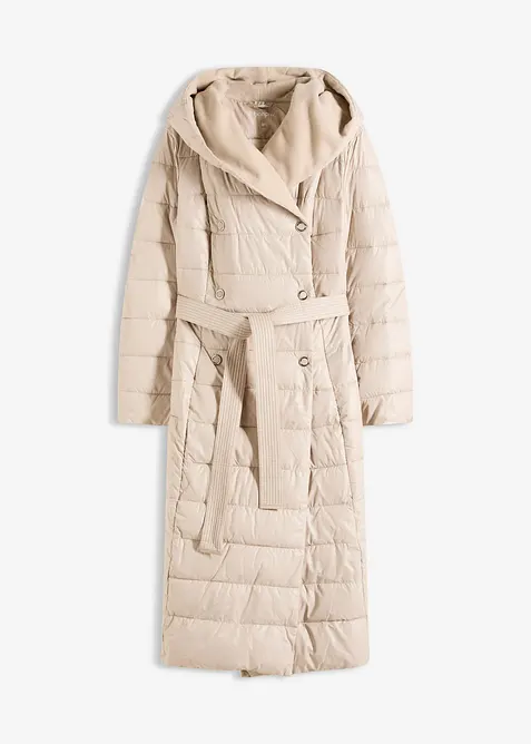 wasserabweisender Steppmantel mit Wollimitat Besatz und Bindeg&uuml;rtel (2-tlg.), bonprix