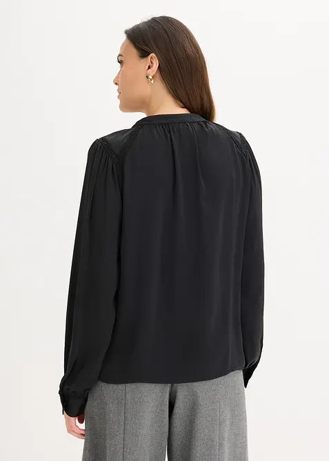Satinbluse mit Spitzenbändern, bonprix