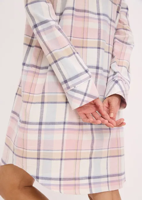 Gewebtes Nachthemd aus Flanell mit Knopfleiste, bonprix