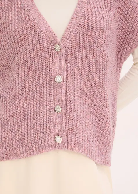 Strick-Weste mit dekorativen Knöpfen und Wollanteil, bonprix