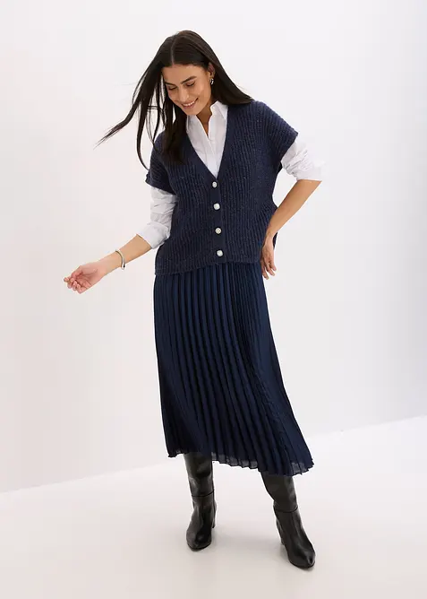 Strick-Weste mit dekorativen Knöpfen und Wollanteil, bonprix