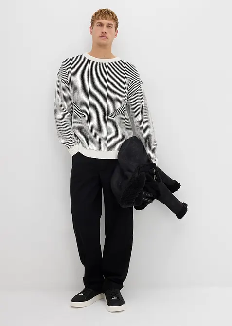 gerippter Pullover aus Baumwoll-Mix, Loose Fit, bonprix