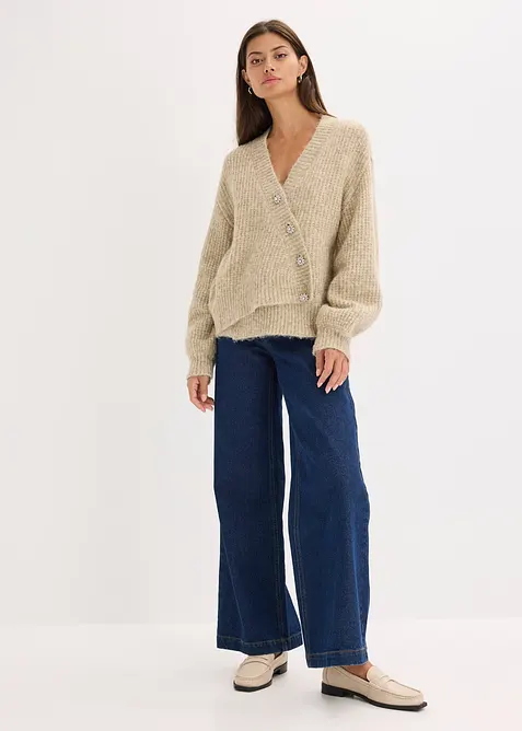 Grobstrickjacke aus weichem Wollmix, bonprix