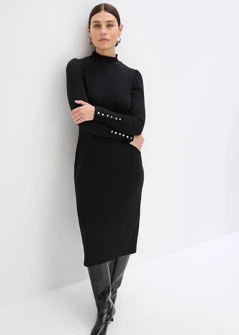Ripp-Jerseykleid aus Viskose-mix, bonprix