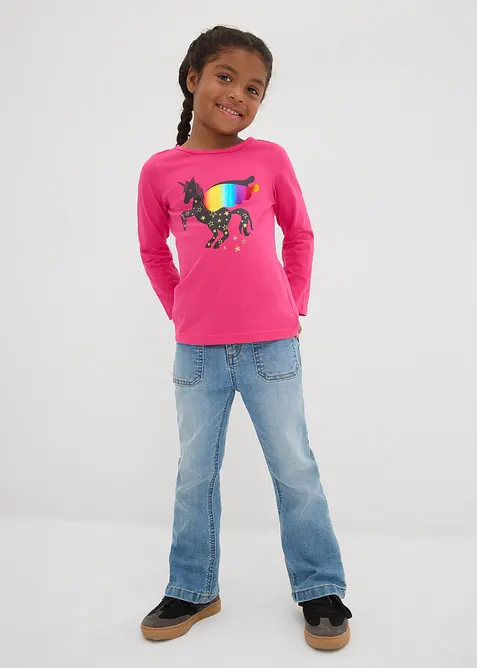 Lot de 2 T-shirts manches longues 100% coton, bonprix