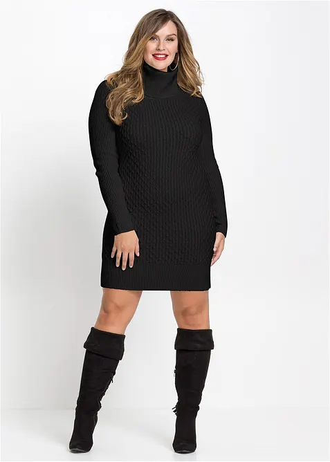 Figurbetontes Strickkleid mit Rollkragen, bonprix