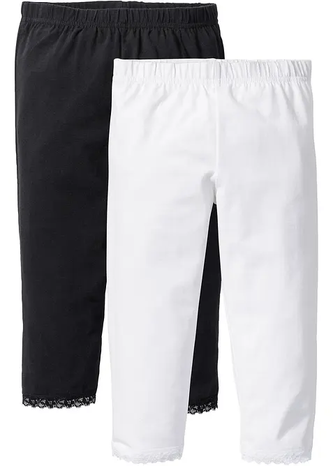 Lot de 2 leggings 3/4 fille en coton extensible, bonprix