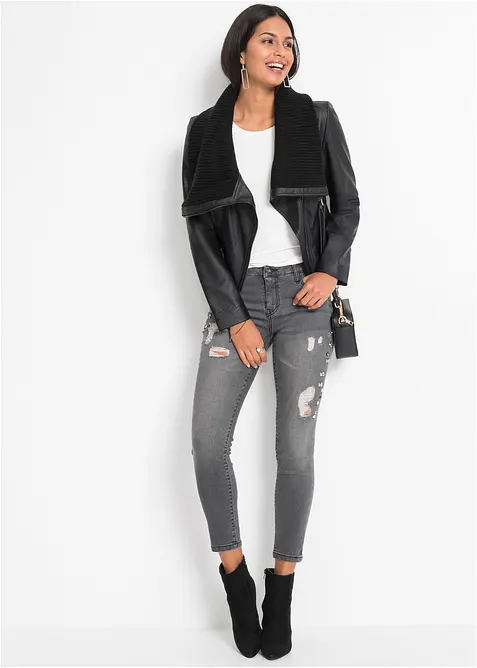 Blouson enduit à col châle, bonprix