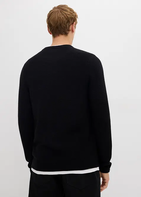 Pull texturé effet 2-en-1 en coton mélangé, bonprix