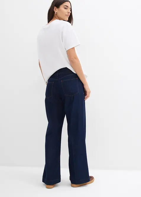 Wide-Leg-Jeans Mid Waist mit G&uuml;rtel, bonprix