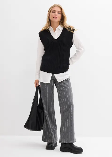 Wide-Leg-Jeans High Waist mit Destroyed Effekten, bonprix