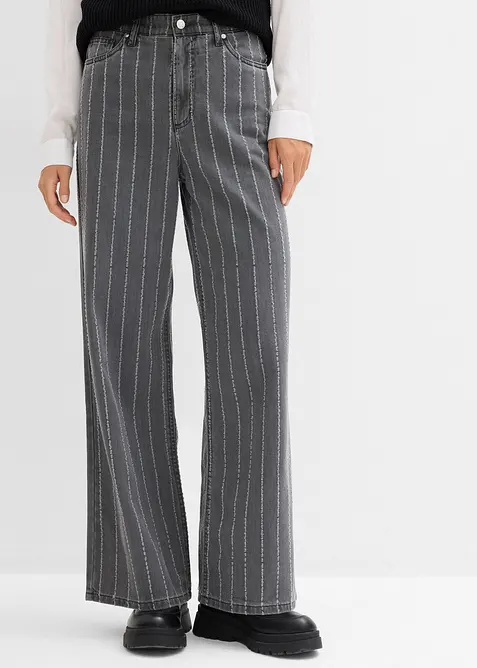 Wide-Leg-Jeans High Waist mit Destroyed Effekten, bonprix