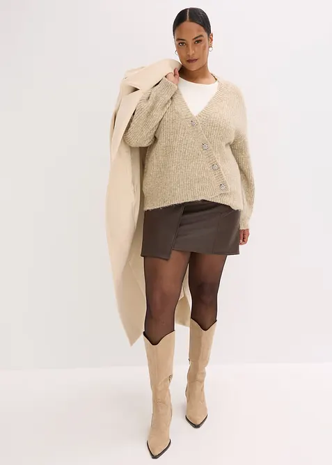 Grobstrickjacke aus weichem Wollmix, bonprix