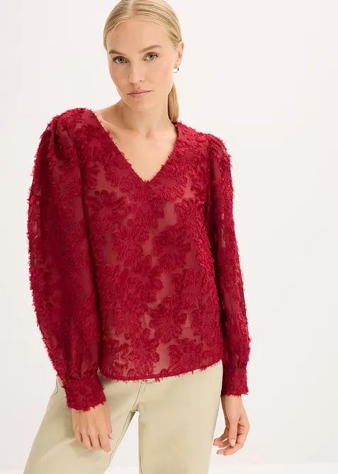 Bluse mit floralem Strukturmuster, bonprix