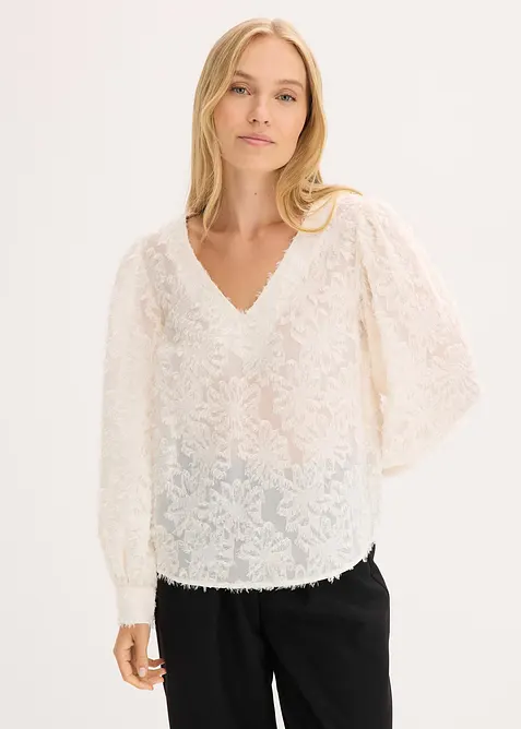 Bluse mit floralem Strukturmuster, bonprix