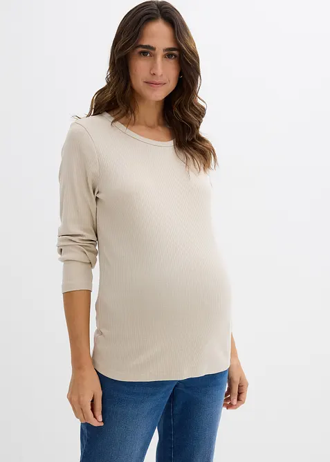 Gerippte Umstandsshirts aus reiner Baumwolle (2er Pack), bonprix