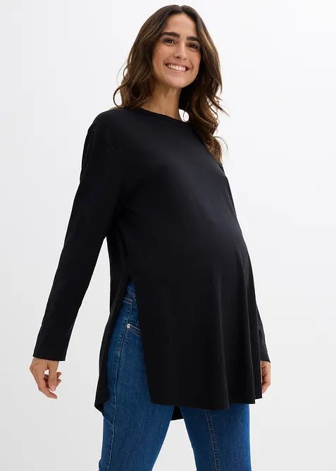 T-shirt de grossesse long 100% coton avec fentes pour l’allaitement, bonprix