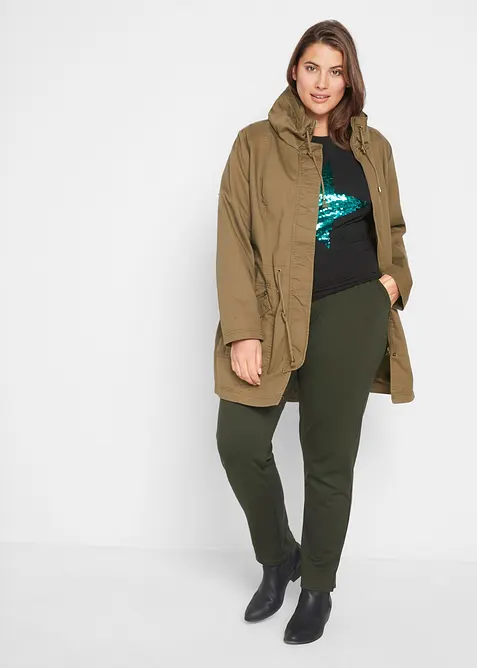 Baumwoll-Kurzparka mit Stehkragen, talliert, bonprix