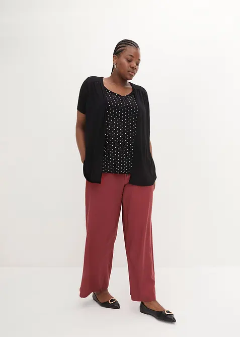 2 in 1 Shirt mit V-Ausschnitt, kurzarm, bonprix