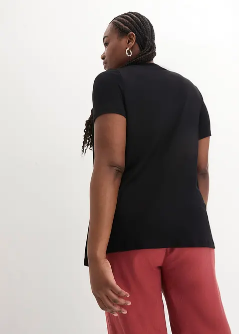 2 in 1 Shirt mit V-Ausschnitt, kurzarm, bonprix