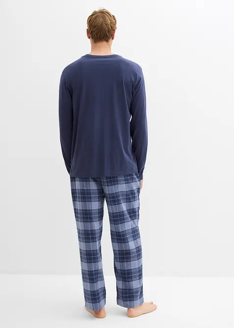 Herren Pyjama mit Flanellhose aus weicher Baumwolle, bonprix