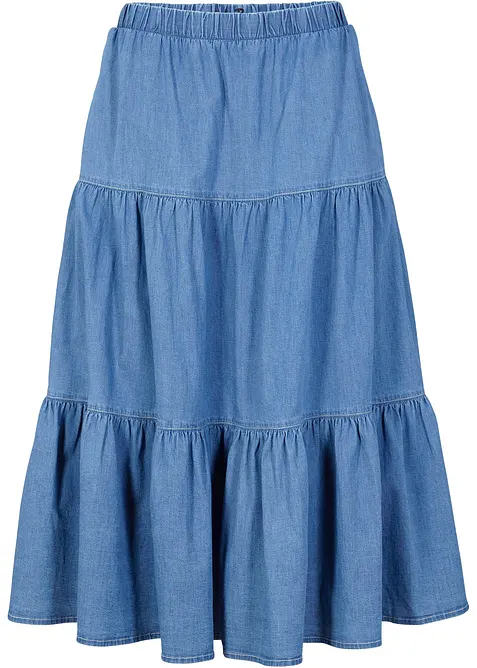 Jupe étagée en jean, bonprix