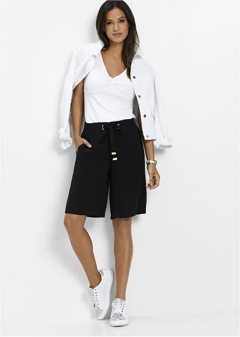 Viskose-Bermuda mit Bindeg&uuml;rtel, bonprix