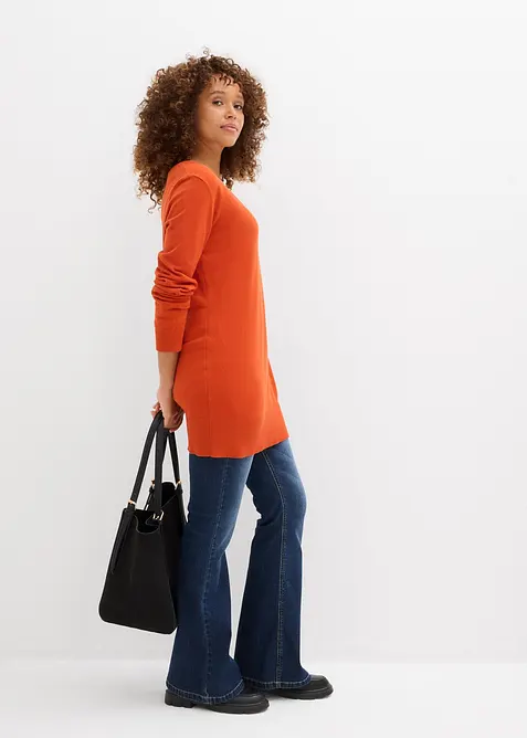 Basic Longpullover mit V-Ausschnitt, bonprix