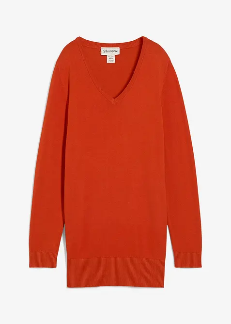 Basic Longpullover mit V-Ausschnitt, bonprix