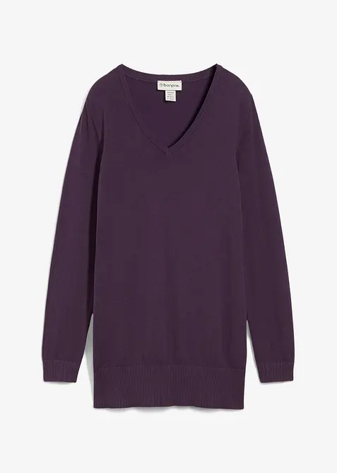 Basic Longpullover mit V-Ausschnitt, bonprix
