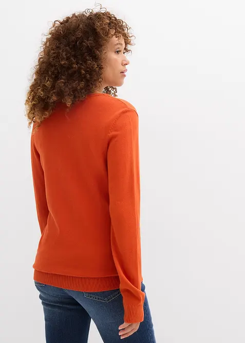 Basic Longpullover mit V-Ausschnitt, bonprix