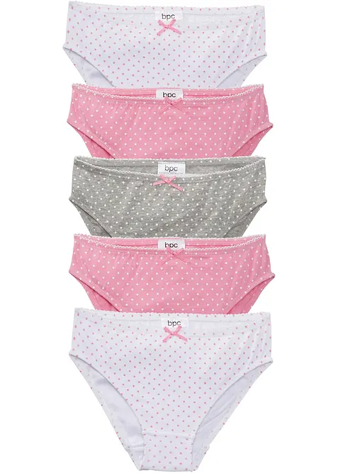 Lot de 5 slips coton avec n&oelig;ud en satin, bonprix