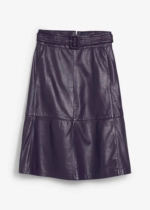 Jupe en cuir d’agneau nappa avec ceinture (ens. 2 pces), bonprix