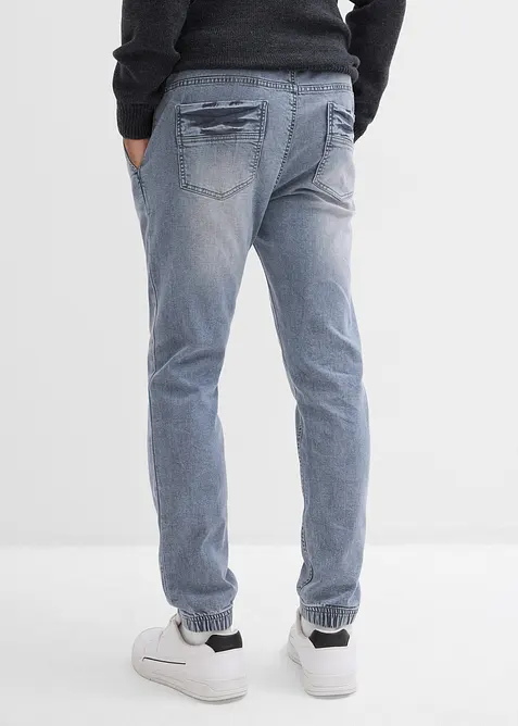 Jean jogger &agrave; taille &eacute;lastiqu&eacute;e regular, fusel&eacute;, bonprix