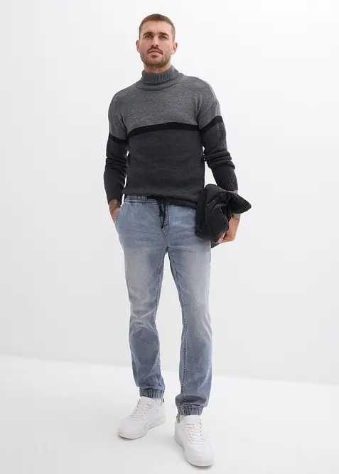Jean jogger &agrave; taille &eacute;lastiqu&eacute;e regular, fusel&eacute;, bonprix