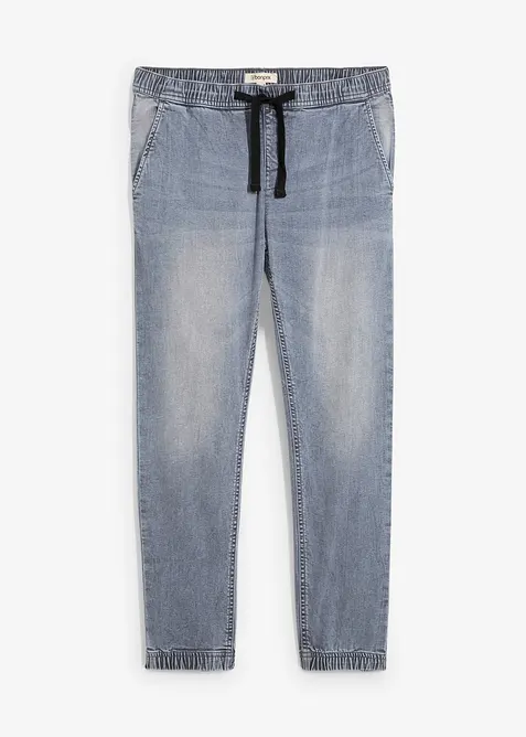 Jean jogger &agrave; taille &eacute;lastiqu&eacute;e regular, fusel&eacute;, bonprix