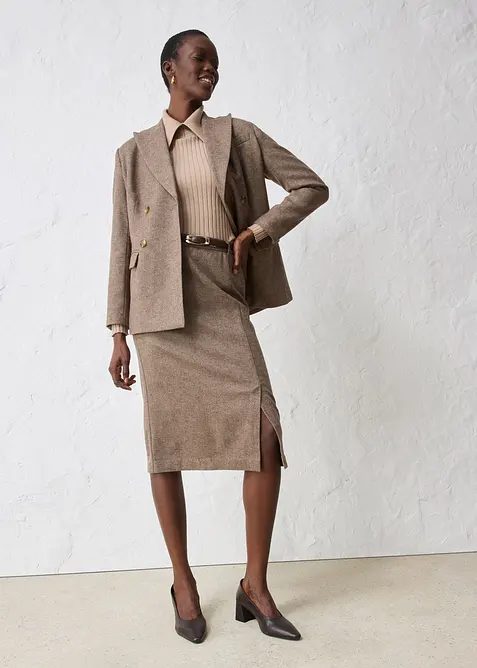 Jupe crayon en laine mélangée, bonprix