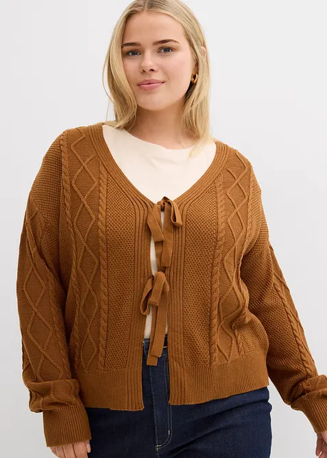 Strickjacke mit Schleifen, bonprix