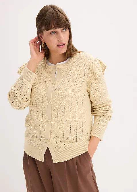 Ajour-Strickjacke aus Baumwolle, bonprix