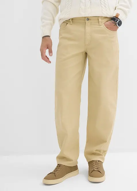 Pantalon droit en twill à taille élastiquée, loose, bonprix