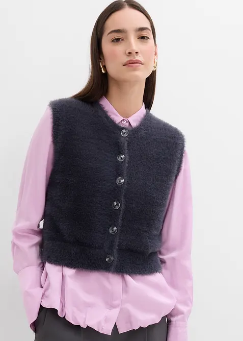 Strick-Weste aus Federgarn-Viskose-Mix, bonprix