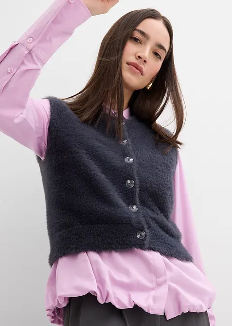 Strick-Weste aus Federgarn-Viskose-Mix, bonprix