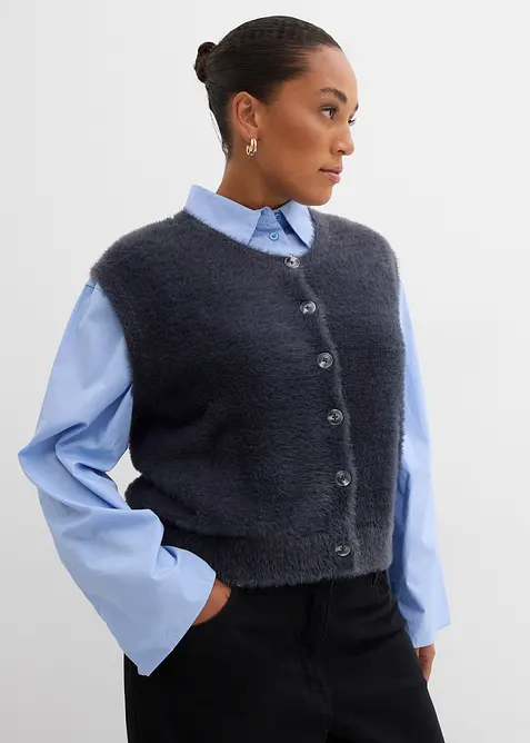 Strick-Weste aus Federgarn-Viskose-Mix, bonprix