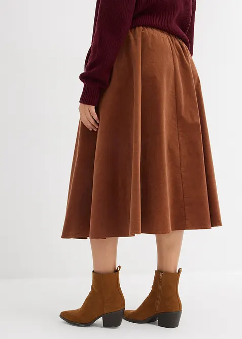 Jupe en velours c&ocirc;tel&eacute;, coton extensible, bonprix