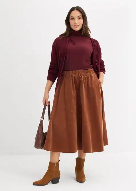 Jupe en velours c&ocirc;tel&eacute;, coton extensible, bonprix