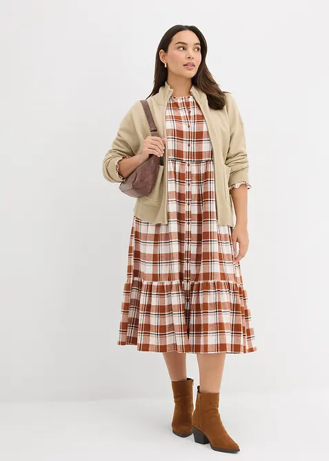 Robe midi en flanelle, bonprix