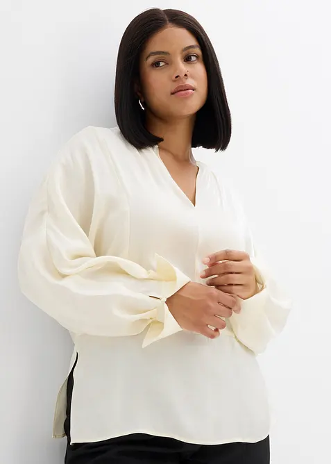 Blouse légèrement satinée en viscose mélangée, bonprix