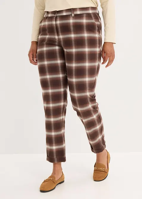 Pantalon &agrave; revers imprim&eacute; carreaux, bonprix