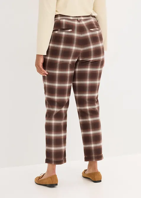 Pantalon &agrave; revers imprim&eacute; carreaux, bonprix
